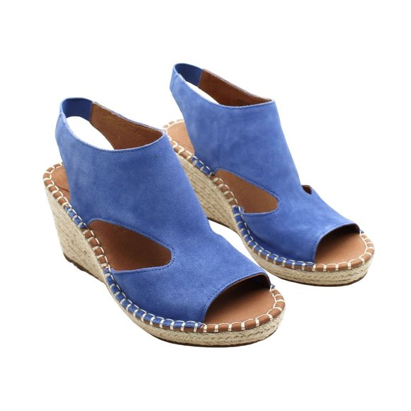 gentle souls Shoes - Gentle Souls Women's Sandals DENIM - Denim Blue Cody Leather Wedge Sandal